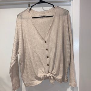 American Eagle Soft Plush Button Down Waffle Top!